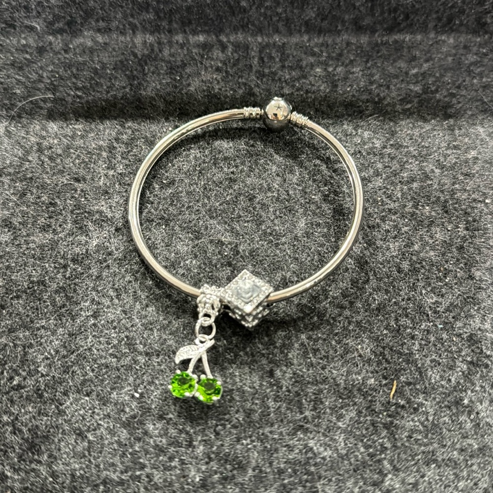 Silver Bangle With Charms